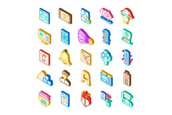 Collection of Various Isometric Web Design Elements: Practical Uses for Modern Visual Projects