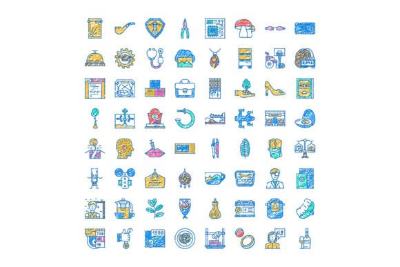 Colorful Doodle Icons for Creative Digital Design