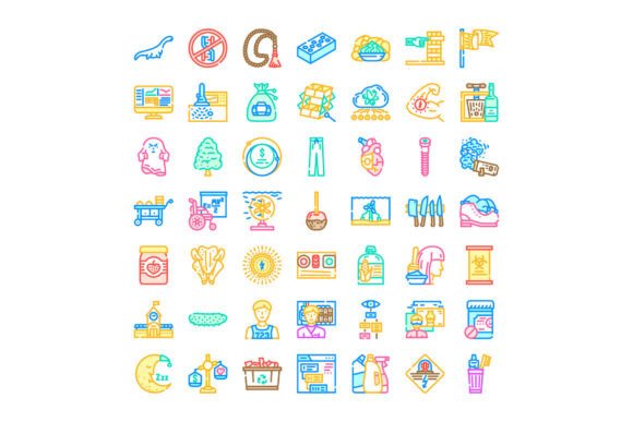 Diverse Collection of Colorful Line Icons