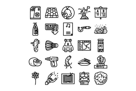Diverse Collection of Line Art Icons Set: Practical Design Solutions for Modern Digital Needs