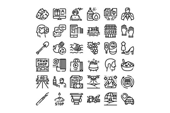Diverse Collection of Minimal Outline Icons: Practical Visual Tools for Modern Digital Needs