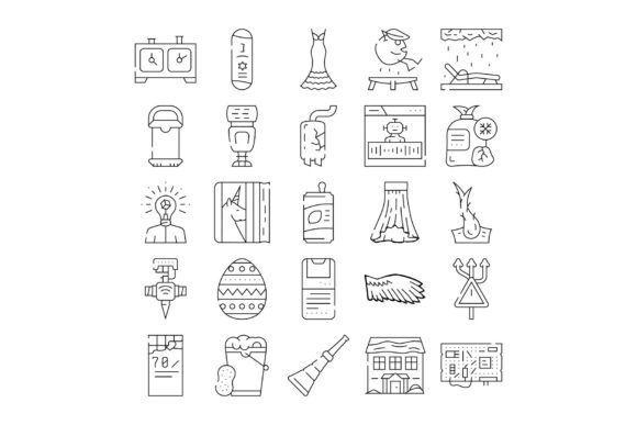 Essential Design Resource: Diverse Black and White Line Icons Colle
