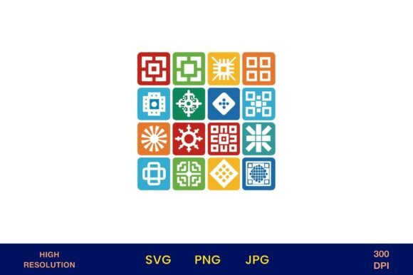 Flat Design Icons in Bright Colors Grid: A Versatile Design Resource for Creatives