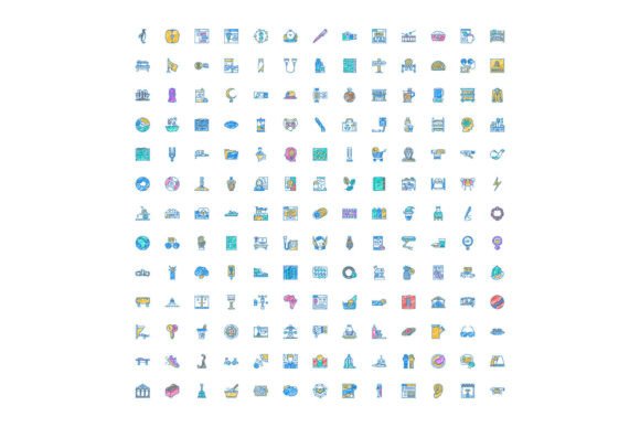 Hand Drawn Color Icons Collection Divers
