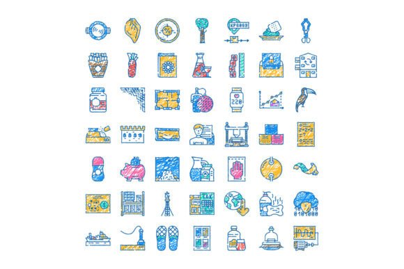 Hand Drawn Doodle Sketch Icons Collection