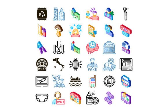 Isometric Icon Set Illustrating Various: A Visual Toolkit for Modern Design Needs