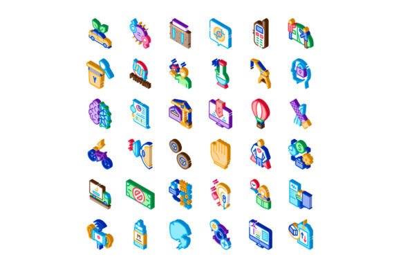 Isometric Icons for Various Concepts: Creative Design Tools