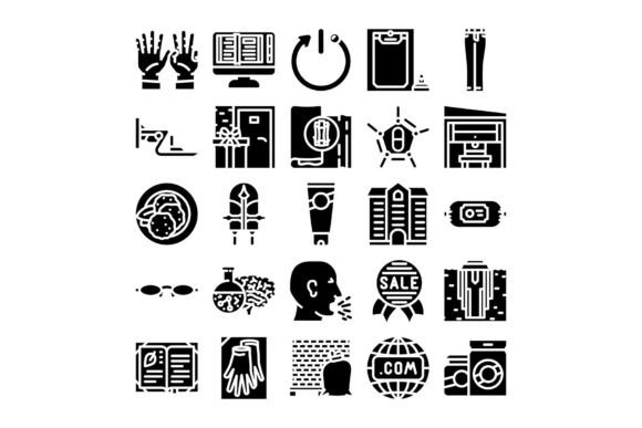 Miscellaneous Black and White Glyph Icons for Modern Design