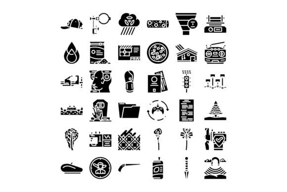 Versatile Black and White Glyph Icons for Modern Design Needs